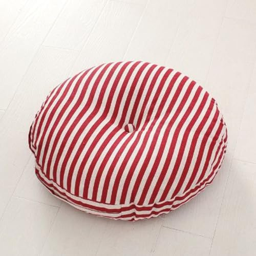 DOTBUY-SHOP Sitzkissen, Baumwoll-Leinen Sitzkissen Abnehmbar und Waschbar, Stuhlkissen Kinder mit Separatem Innenfutter, Sitzpolster für Garten, Büro (Rot Gestreift,40cm/15.7’’)