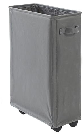 Cesta De Lavandería Con Ruedas, Cesta De Lavandería Plegable Grande De 42 L Con Ruedas, Caja De Almacenamiento De Ropa De Esquina Estrecha Con Asa, Cubo De Lavandería Para Almacenamiento De Ropa Sucia