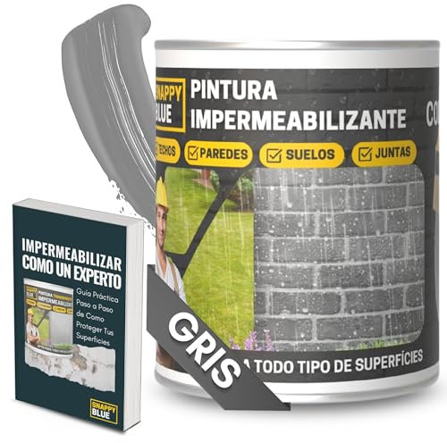 [1L] Revestimiento Sellador Impermeabilizante Híbrida con Poliuretano, Pintura Impermeable Definitivo Terrazas, Techos y Exteriores, Protección Fugas Goteras, Transparente + 3Colores (Gris, 1l)