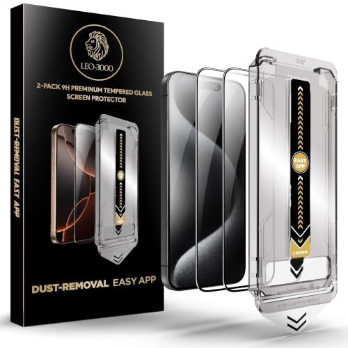 2-Pack | 9H Tempered Glass for iPhone 15 Pro Screen Protector (6.1-inch) | HD Clarity | Edge-to-Edge Protection | One-Touch Install with Auto Dust-Elimination Kits, Precision Tool & Bubble-Free Fit