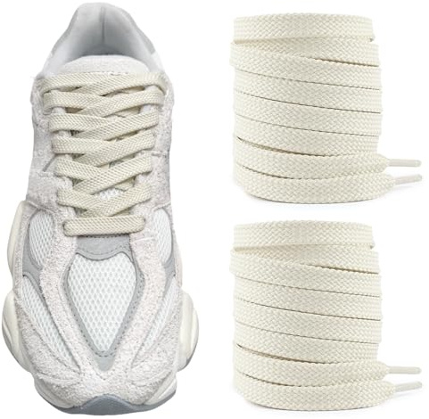 UamGlsob Lacci piatti per scarpe sportive New Balance, 8 mm larghi con motivo a rombi, resistenti stringhe di ricambio per scarpe da running (Beige, 140cm)