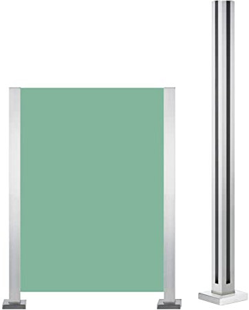 Edelstahl Glas Geländersystem für Pool Zaun Balustrade mit quadratischen Paneelen ideal für Garten Balkon Silber Schließsystem inklusive