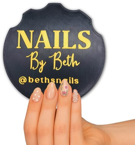 SignKraft3D Custom Nail Art Photography Prop, Personalized Branding Disk for Nail Technicians, Nail Salon Display, Acrylic & Gel Nail Set Showcase, Nail Tech Photo Prop Social Media Tool (Black)