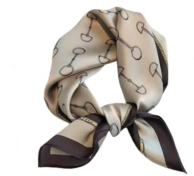 Tim & Tina Square 100% Mulberry Silk 21'' x 21'' Hair Scarf Head Sleeping Wrap Satin Head Scarf for Women, S35 Buckle (Mocha), Square