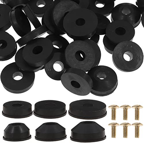 DOITOOL Set Guarnizioni Per Rubinetti in Gomma Nera, Kit Ricambi Per Perdite Acqua Rondelle Piatte Multi-misura e Viti Ottone, Accessorio Riparazione Cucina e Bagno, Assortimento 58 Pezzi