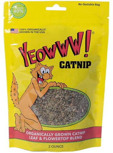 Yeowww! Organically Grown Catnip for Cats - 2oz Pouch - Premium Leaves & Flower Tops - No Fillers - Chemical-Free - Grown in the USA