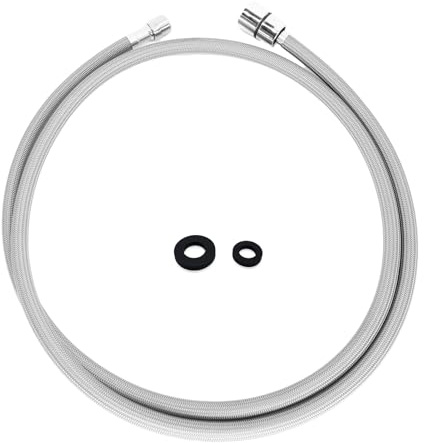 Flessibile ricambio rubinetto cucina e bagno 150 cm, tubo estraibile M15 x G1/2, interno EPDM rivestimento nylon, raccordi acciaio inox 304, 2 guarnizioni incluse, tubo flessibile per miscelatore