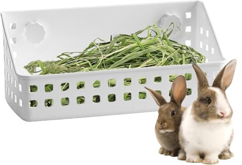 Kustimantu Porta fieno, supporto per fieno, cesto di erbe per gabbia forniture animali piccoli roditori furetti