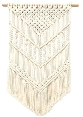 Murman Macrame Tapiz de Pared, Hecho a Mano, Tapiz Bohemio Tejido De Algodón Para Decoración De Pared Con Borlas, 50x75 cm