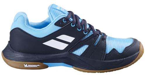 Babolat Herren J Badmintonschuhe Modell Shadow Team 2, Größe 37, Farbe Schwarz/Blau, Enganliegendes Obermaterial, Bi-Density-Sohle, Langzeitkomfort, Atmungsaktivität, Optimaler Halt, EU