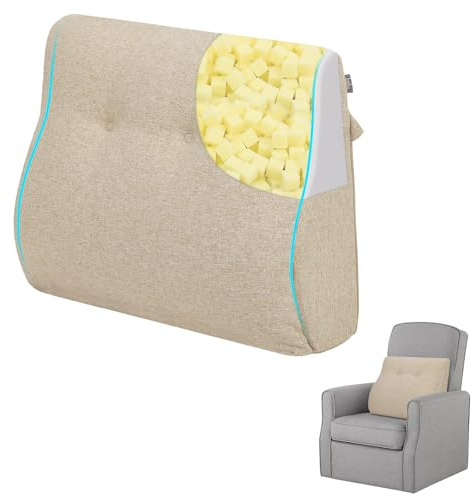 GOFORIT Ergonomic Lumbar Support Cushion for Sofa & Armchair – Dual-Layer Memory Foam Back Pillow for Firm Posture Support Large Lower Back Cushion for Bed, Couch, Washable Cover (beige)