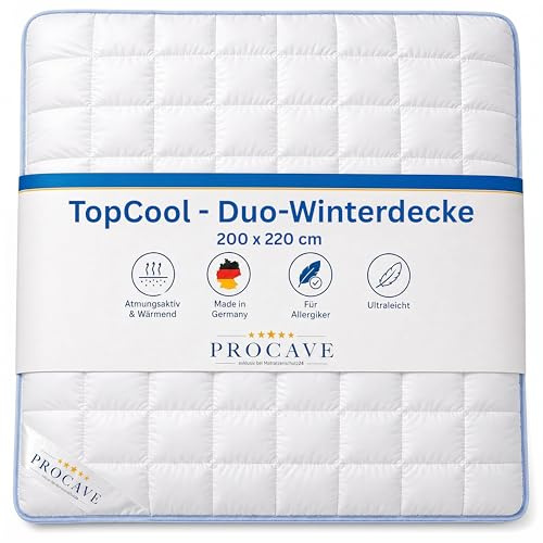 PROCAVE TopCool biancheria da letto, coperta matrimoniale invernale calda, bianco, 200 x 220 cm