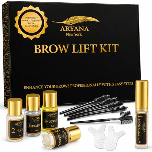 ARYANA New York Kit de plastification des sourcils pour la maison, vague permanente pour vos sourcils, levage professionnel instantané pour des sourcils plus pleins, pinceau à sourcils et micro