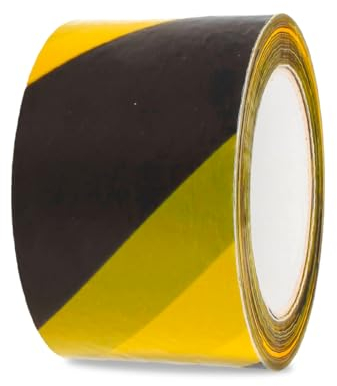 Amig - Cinta No Adhesiva de Balizamiento - Para Señalización y Advertencia de Peligro - Resistente al Agua y Flexible - PVC - 70 mm x 200 m - Cinta Amarillo y Negro