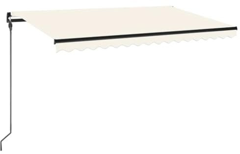 vidaXL Markis manuellt infällbar med LED 450x300 cm gräddvit