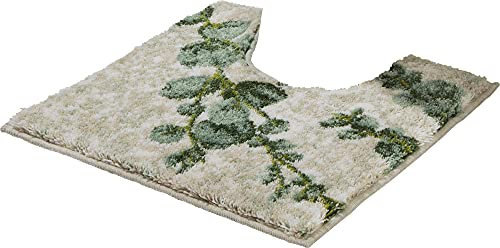 Erwin Müller WC-Umrandung Eukalyptus Blätter grün Größe 50x50 cm - rutschhemmend, weich und flauschig, für Fußbodenheizung geeignet