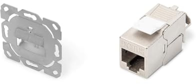 DIGITUS Set: Toma de red de 2 puertos - 1 pieza - Con módulo Keystone 2x Cat6A - Acodado 45° - Compatible con el diseño - Sin marco/marco