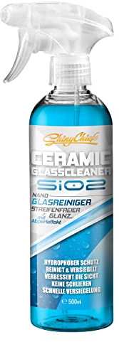 ShinyChiefs Ceramic Glass Cleaner - Nano Glasversiegelung mit neuester SiO2-Keramik-Technologie - 2 in 1 Glasreinigung und Glas-Versiegelung - Extrem Schmutz- und Wasserabweisend, 500ml