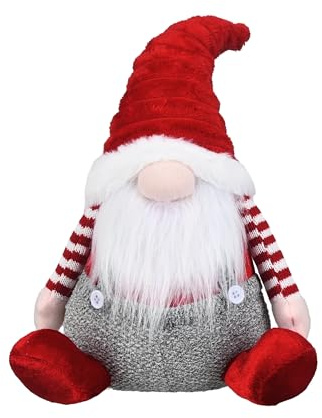 Valery Madelyn deko Weihnachten, 23 cm Gnom Rot Weiß Zierschmuck, Weihnachtsdeko für Tisch, sitzende silbergraue Weihnachtszierschmuck,Weihnachten Geschenk und deko, Thema Rot Grau, EG0309-0076