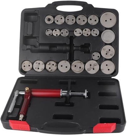 Kit de herramientas de retroceso de pistón de freno de 24 piezas, 45 acero 118 psi, herramienta de rebobinado de compresión de pistón de freno universal, pinza de freno neumática