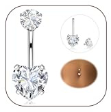 Diamday Piercing Ombelico 316L Acciaio Chirurgico Piercing Ombelico Anello 14G CZ Ombelico Barra Piercing Pancia Bar Lungo Ombelico Barbell Ventre Anello Piercing for Donna Uomo 8/10/12/14/16mm