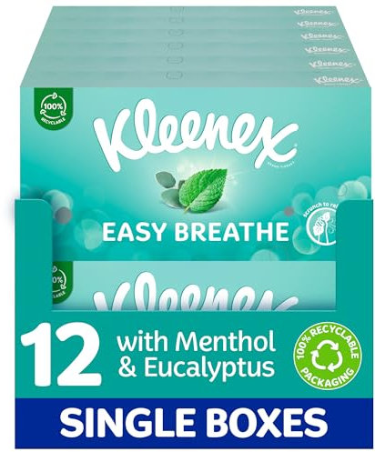 Kleenex® Easy Breathe Facial Tissues - Natural Menthol and Eucalyptus - 12 Boxes per case