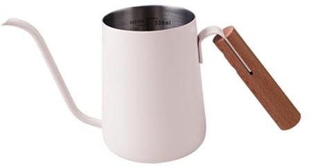 Baoblaze Cafetera de Goteo con hervidor de Agua de 250 ml, Boquilla de Mango de Madera anticalor de 4 mm, cafetera con Cuello de Cisne para Cocina casera, Blanco