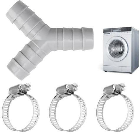 Joynine Raccordo a Y a 2 vie per Tubi | Accessorio di Collegamento per Lavatrice e Lavastoviglie | Include Tre Fascette Stringitubo | Resistente al Calore e ai Prodotti Chimici