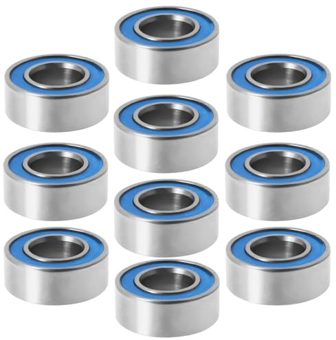 EMSea 10 st MR84-2RS 4 mm x 8 mm x 3 mm mini djup skåra kullager med blått skydd, dubbel gummitätning för gör-det-själv-leksaker, 3D-skrivarinstrument