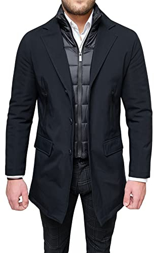 Evoga Giaccone piumino uomo Sartoriale giacca Soprabito Elegante casual Invernale (IT, Testo, XL, Regular, Regular, #152 Nero)