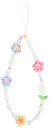 QEXUJOW Handy-Bänder & Handgelenkschlaufen,handschlaufe kamera,handyanhänger,Tulpe Blume Perlen Handy Lanyard Frauen Handy Kette Anhänger