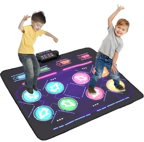 EULEUY Kinder Doppeltanzmatte, Tanzmatte Kinder Mit Vier Wettkampfmodi 8 LED-Anzeigen,Geeignet Für Kindertanzmattenspielzeug Für Jungen Und Mädchen Ab 3, 4, 5, 6, 7, 8 Jahren, Geburtstags