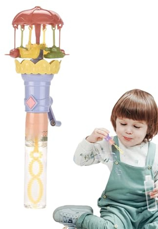 Varitas de Burbujas, soplador de carrusel Iluminado Manual, varitas de Burbujas portátiles interactivas para niños, diversión en el Patio Trasero, jardín, césped, cumpleaños, Pascua, Navidad