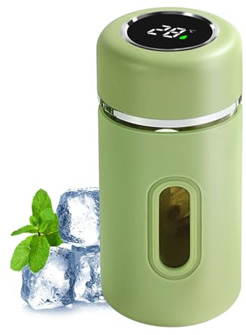 Botella de agua pequeña - Botella de de 280 ml con tapa | Taza a prueba de caídas con pantalla de temperatura, taza de té portátil para viajes, camping, gimnasio, hogar, oficina, café