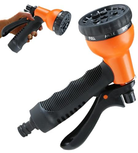 Hose Sprayer Nozzle, Non-Slip Water Nozzle, 7.87 * 4.33 * 2.36inches High Pressure Hand Sprinkler, 8 Patterns for Watering Flowers, Lawns, Washing, and Pets