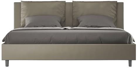 BS COM Letto matrimoniale king size contenitore imbottito 200x200 similpelle cappuccino