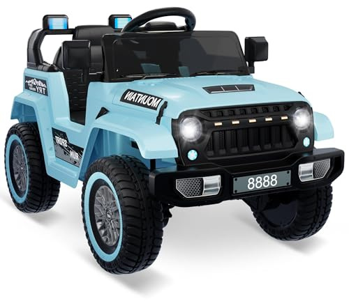 Coche eléctrico Niños 12V, Coche para Niños con Control Remoto 2.4G, Bluetooth, Música, Bocina y Faros, Regalo para Navidad/Cumpleaños, Vehículo Eléctrico para Niños de 3 a 8 Años
