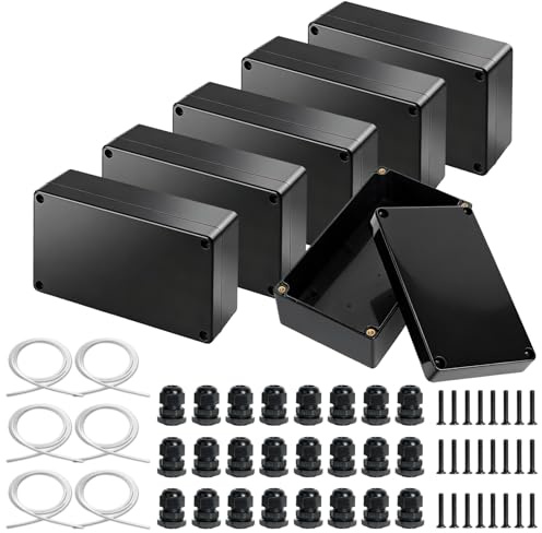 6 Stück Abzweigdose Schwarz,Gehäuse Elektronik - Abzweigkasten Aufputz - Anschlussdose Wasserdicht IP65 - ABS Kunststoff Verteilerdose Aufputz - Verteilerdose Schwarz
