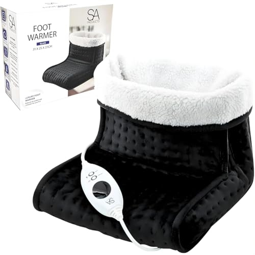 Electric Heated Foot Warmer Heating Pad – Fast Heat, 6 Temps, Fleece Lining Inside, Auto Off, Washable & Brethable Fabric, Fits up to UK Size 10 – by Mehx