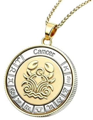 Cancer Zodiac Necklace Horoscope Gifts for Women Men, 18K Gold Silver Plated Tarnish Free Zodiac Pendant Necklaces, Constellation Necklace Ready-To-Gift for Wife Husband Girlfriend Boyfriend Mom Daughter Birthday Christmas Valentine Anniversary