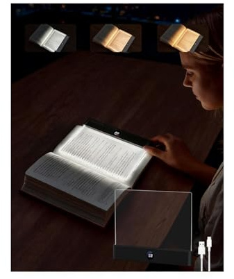AdalyRoma Lampe de lecture plate LED sans fil pour lit, protection des yeux, éclairage pleine page, rechargeable par USB