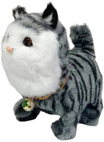 Sharplace Giocattolo per Gatti Che Cammina, Gatto Animato, Simulazione di Animale Domestico elettronico interattivo per Bambini, Grigio