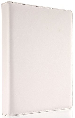 KINGFOM A4 Faux Leather Padfolio Ring Binder Business File Folder Document Holder with Card Holder (3 Ring Binder White)
