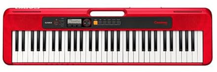 Casio Casiotone CT-S200RD - 61 Tasten Tragbares Keyboard für Anfänger | 400 Töne, 77 Rhythmen, LCD-Display, Tanzmusikmodus, USB-MIDI, Stereo-Lautsprecher | Inklusive Netzteil & Musikablage | Rot