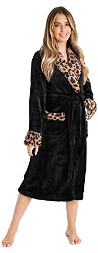 CityComfort Vestaglia Donna Invernale in Morbidissimo Pile (Nero, L)