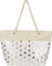 styleBREAKER Große Strandtasche mit Metallic Punkte Print | Damen Shopper mit Kordelhenkel und Reißverschluss | Badetasche im Boho Look | 56 x 38 x 17 cm, Farbe:Beige-Silber