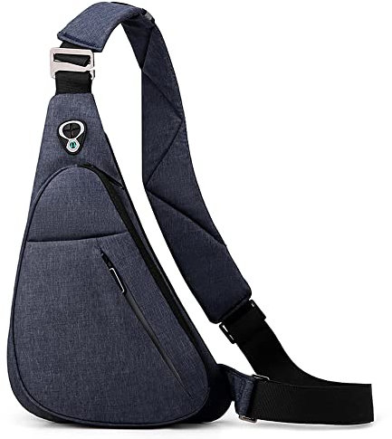 VARLIVOO Hombre Sling Bag Bolsos de Hombro Bolsos Cruzados Bandolera Bolsa de Pecho Antirobo Crossbody Bolsa Ciclismo Viajar Impermeable Poliéster Azul B