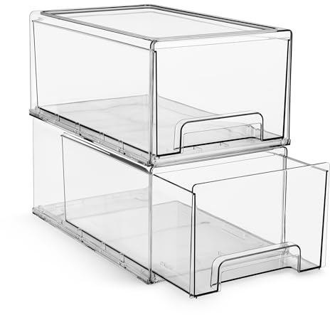 Sorbus Clear Storage Drawers for Refrigerator with Handles (Large, 2 Pack)