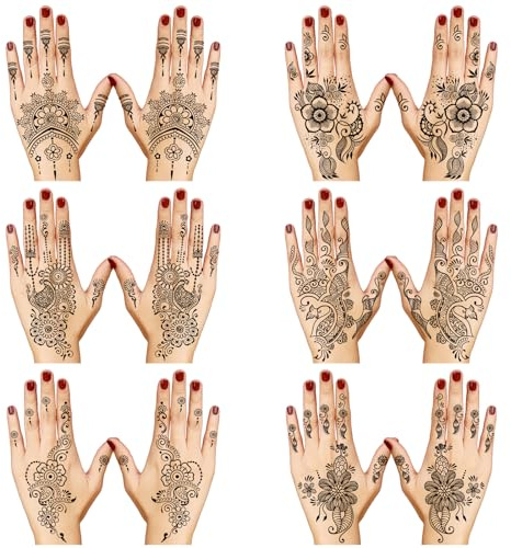 Temporary Tattoo Stickers Kit - Black Henna Stickers, Waterproof Removable Fake Tattoos for Women, Party, Beach, Festivals