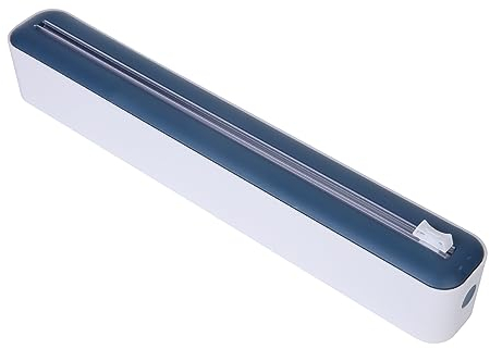 Cling Film Cutter and Dispenser, Yeelua Kitchen Foil Cutter, Adjustable Storage and Cutting Box, Foil Cling Film and Kitchen Roll Holder Dispenser for Home Kitchen, Restaurant(Blue)